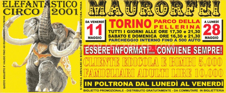 Mauro Orfei Circus Ticket/Flyer - Italy 2001