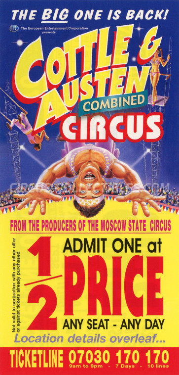 Cottle & Austen Circus Circus Ticket/Flyer - England 2004