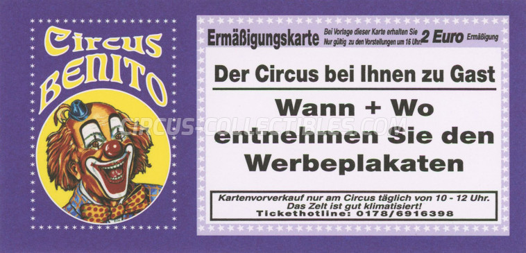 Benito Circus Ticket/Flyer - Germany 2024