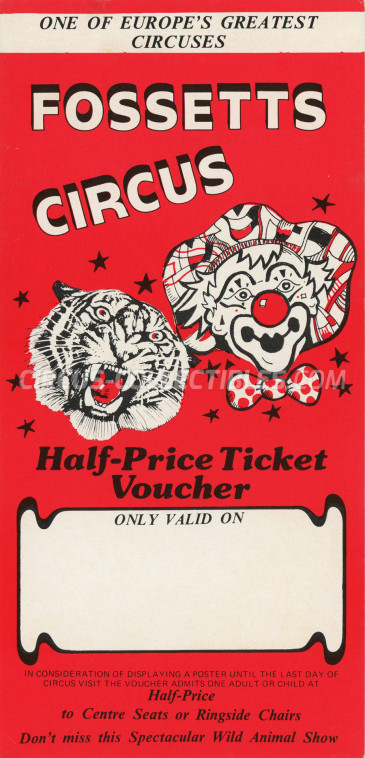 Fossett's Circus Circus Ticket/Flyer -  1991