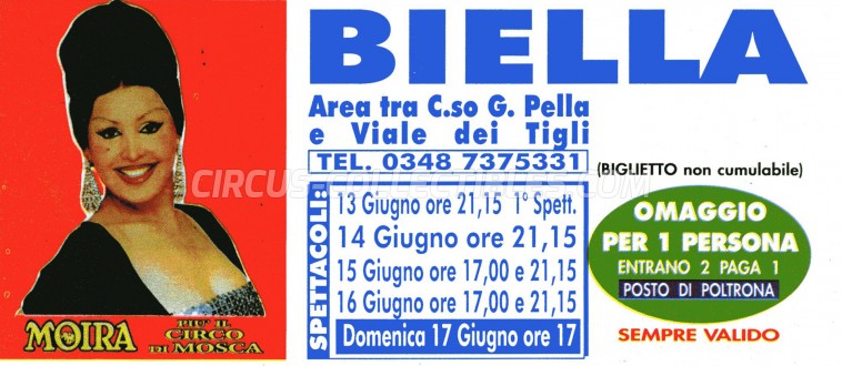 Moira Orfei Circus Ticket/Flyer - Italy 1989