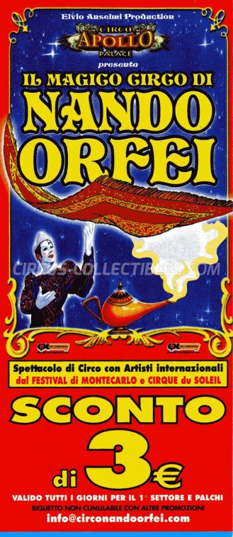 Nando Orfei Circus Ticket/Flyer -  2012