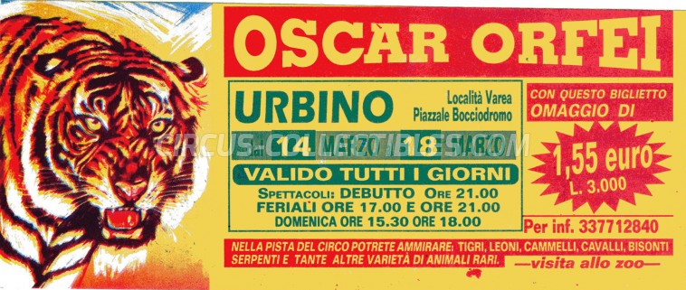 Oscar Orfei Circus Ticket/Flyer - Italy 0