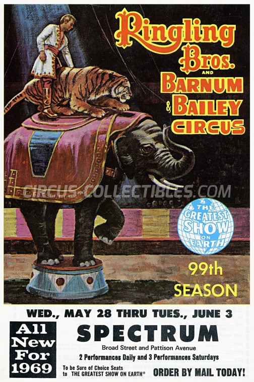 Ringling Bros. and Barnum & Bailey Circus Circus Ticket/Flyer - USA 1969