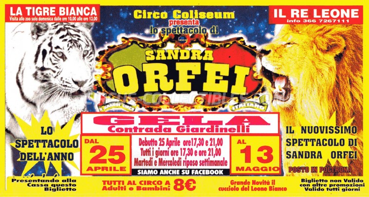 Sandra Orfei Circus Ticket/Flyer - Italy 0
