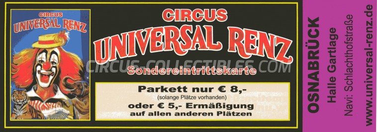 Universal Renz Circus Ticket/Flyer - Germany 2011