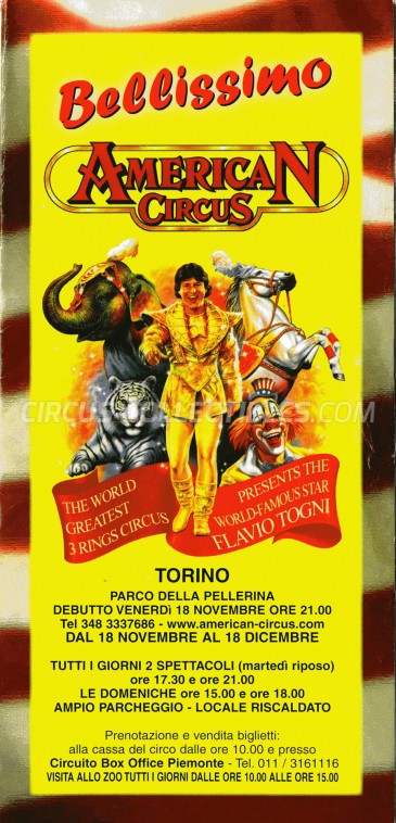 American Circus (Togni) Circus Ticket/Flyer - Italy 2005