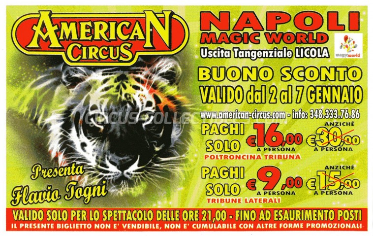 American Circus (Togni) Circus Ticket/Flyer - Italy 2012