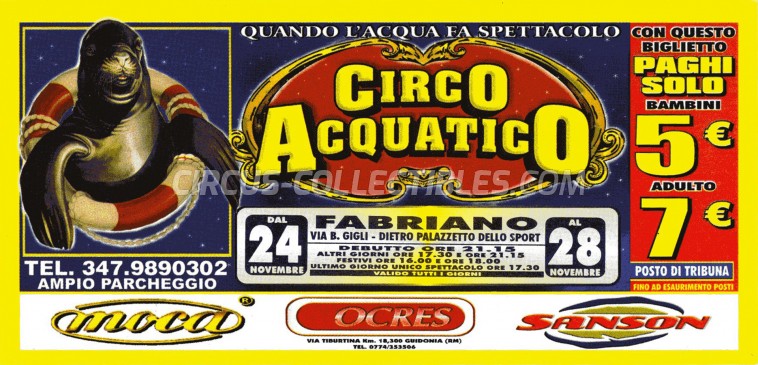 Acquatico Circus Ticket/Flyer - Italy 0