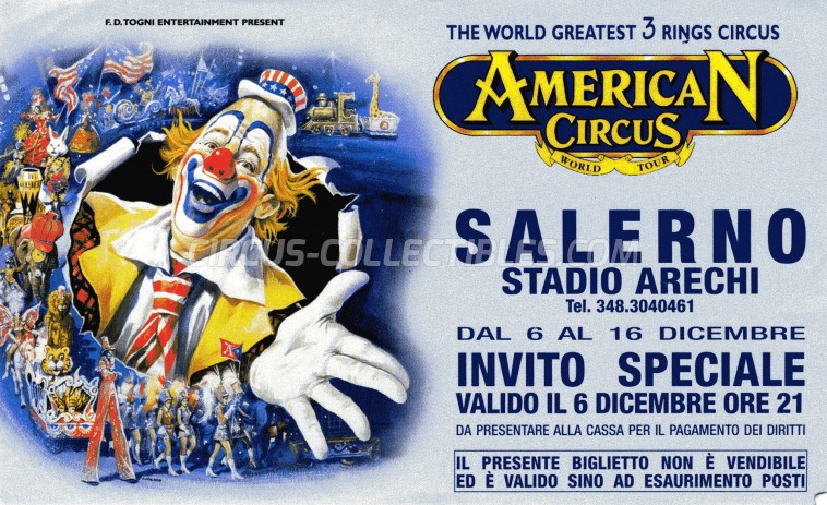 American Circus (Togni) Circus Ticket/Flyer - Italy 2001