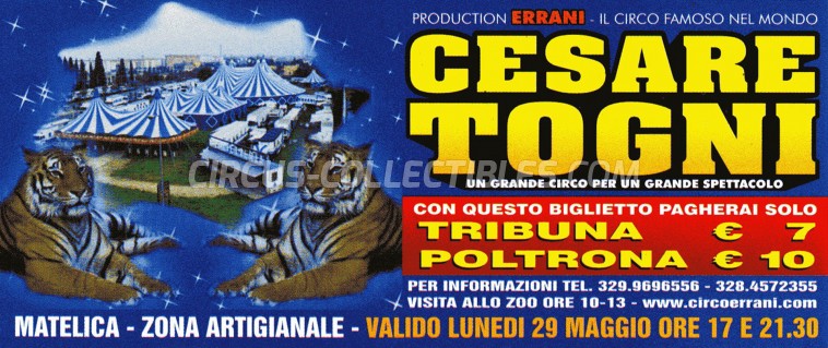 Cesare Togni Circus Ticket/Flyer - Italy 0