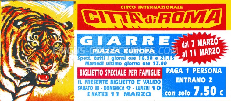 Citta' di Roma Circus Ticket/Flyer - Italy 1997