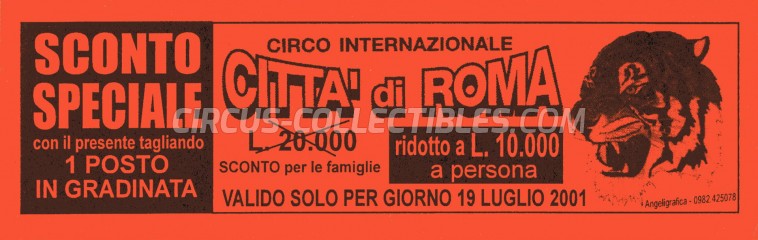 Citta' di Roma Circus Ticket/Flyer -  2001