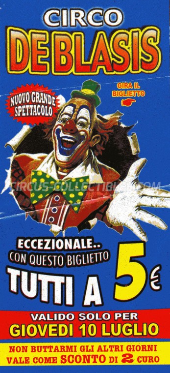 De Blasis Circus Ticket/Flyer -  2003