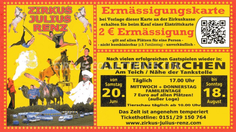 Julius Renz Circus Ticket/Flyer - Germany 2009