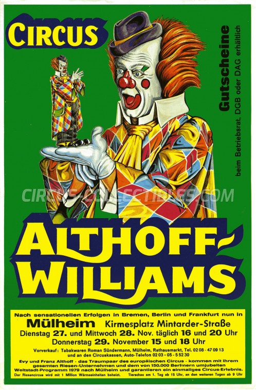 Althoff-Williams Circus Ticket/Flyer - Germany 1979