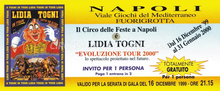 Lidia Togni Circus Ticket/Flyer - Italy 1999