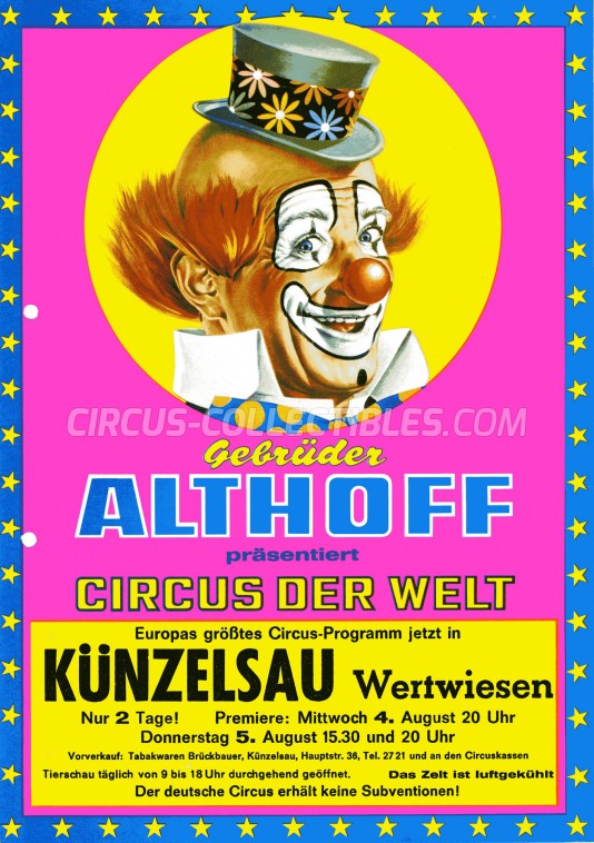 Gebrüder Althoff Circus Ticket/Flyer - Germany 1976