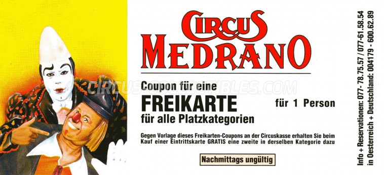 Medrano (CH) Circus Ticket/Flyer -  0