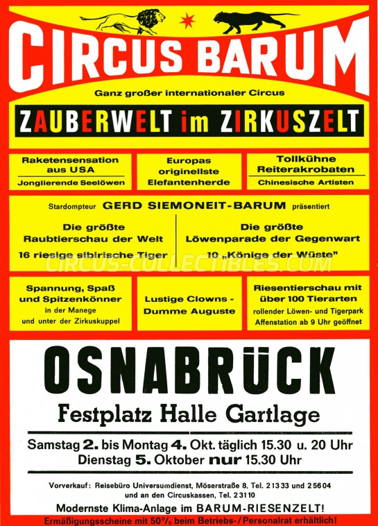 Barum Circus Ticket/Flyer - Germany 1976