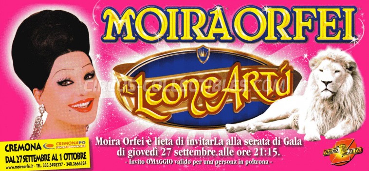 Moira Orfei Circus Ticket/Flyer - Italy 2012