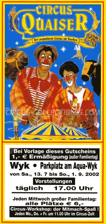 Quaiser Circus Ticket/Flyer - Germany 2002