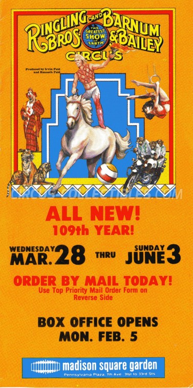 Ringling Bros. and Barnum & Bailey Circus Circus Ticket/Flyer - USA 1979