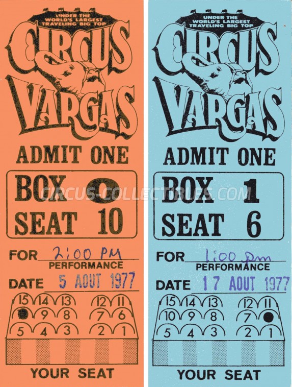 Vargas Circus Ticket/Flyer -  1977