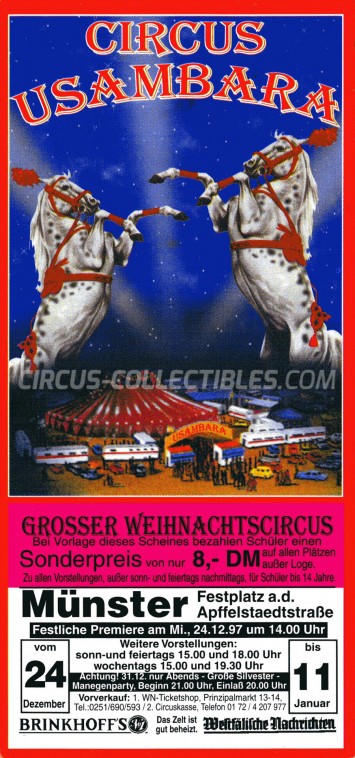 Usambara Circus Ticket/Flyer - Germany 1997