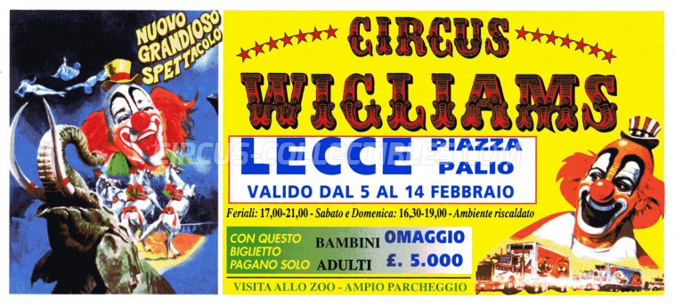 Wigliams Circus Ticket/Flyer - Italy 0