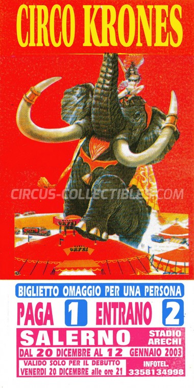 Krones Circus Ticket/Flyer - Italy 2003