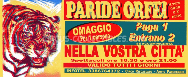 Paride Orfei Circus Ticket/Flyer -  0