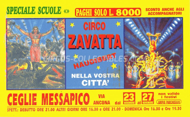 Zavatta Haudibert Circus Ticket/Flyer - Italy 0