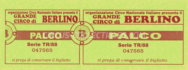 Circo di Berlino Circus Ticket/Flyer -  1988