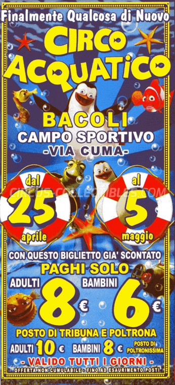 Acquatico Circus Ticket/Flyer - Italy 0