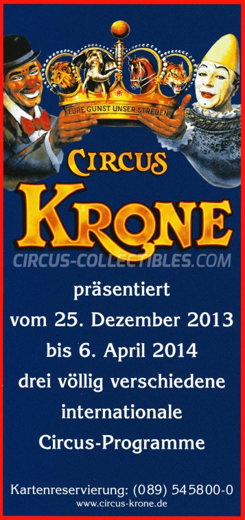 Krone Circus Ticket/Flyer -  2013