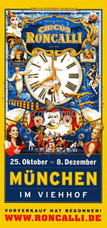 Roncalli Circus Ticket/Flyer - Germany 2013