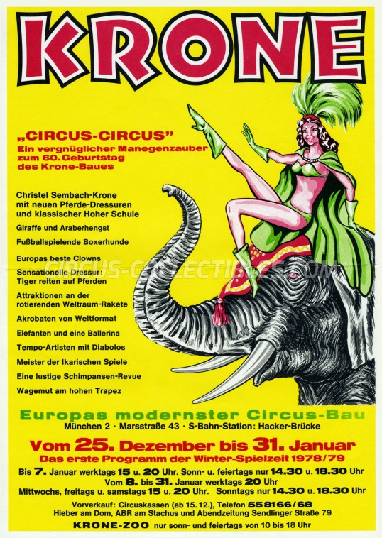 Krone Circus Ticket/Flyer - Germany 1978