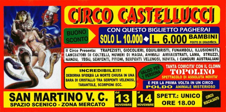 Castellucci Circus Ticket/Flyer - Italy 0