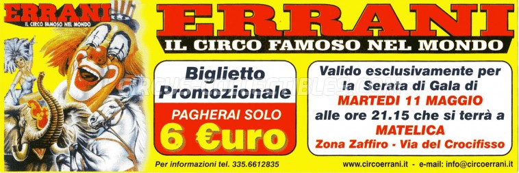 Errani Circus Ticket/Flyer - Italy 2004