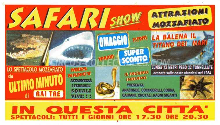 Safari Show Circus Ticket/Flyer -  0