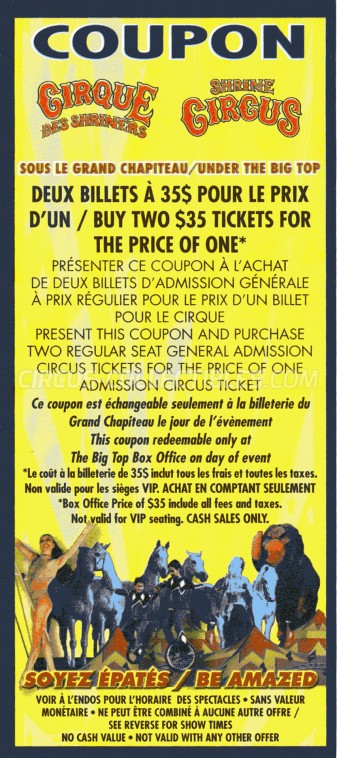 Shrine Circus Circus Ticket/Flyer -  2014