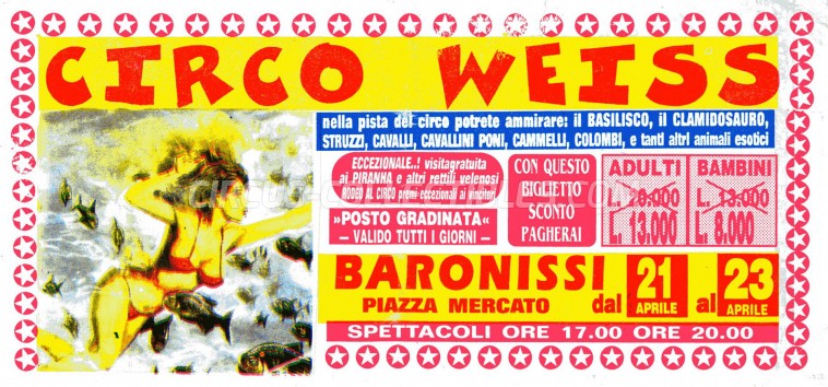 Weiss Circus Ticket/Flyer - Italy 0
