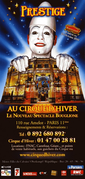 Bouglione Circus Ticket/Flyer - France 2010