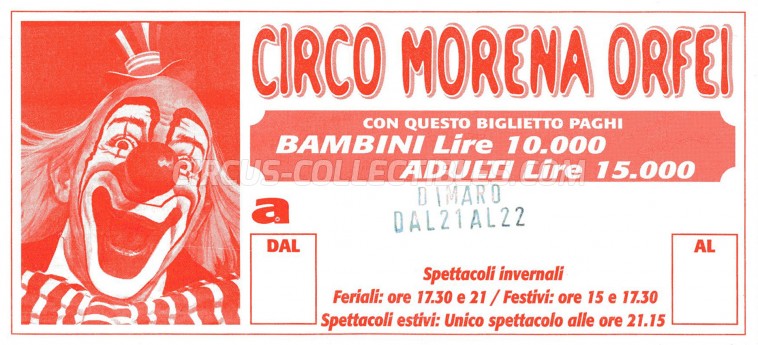 Morena Orfei Circus Ticket/Flyer - Italy 0