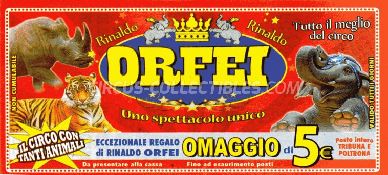 Rinaldo Orfei Circus Ticket/Flyer -  0