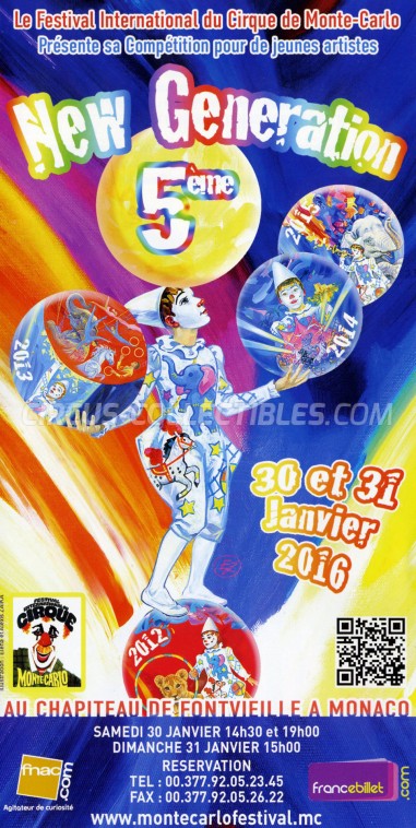 Festival International du Cirque de Monte-Carlo Circus Ticket/Flyer -  2016