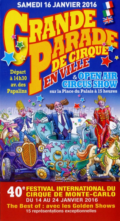Festival International du Cirque de Monte-Carlo Circus Ticket/Flyer -  2016
