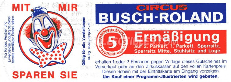 Busch-Roland Circus Ticket/Flyer -  0