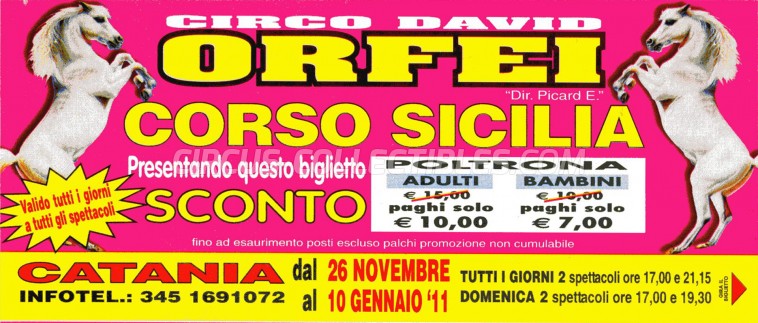 David Orfei Circus Ticket/Flyer - Italy 2011